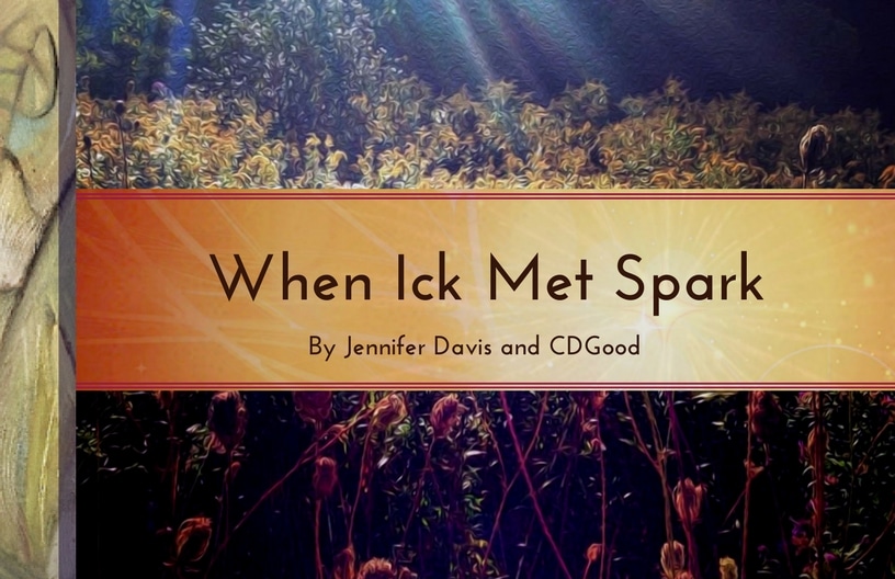 The front cover of the hand-bound book When Ick Met Spark